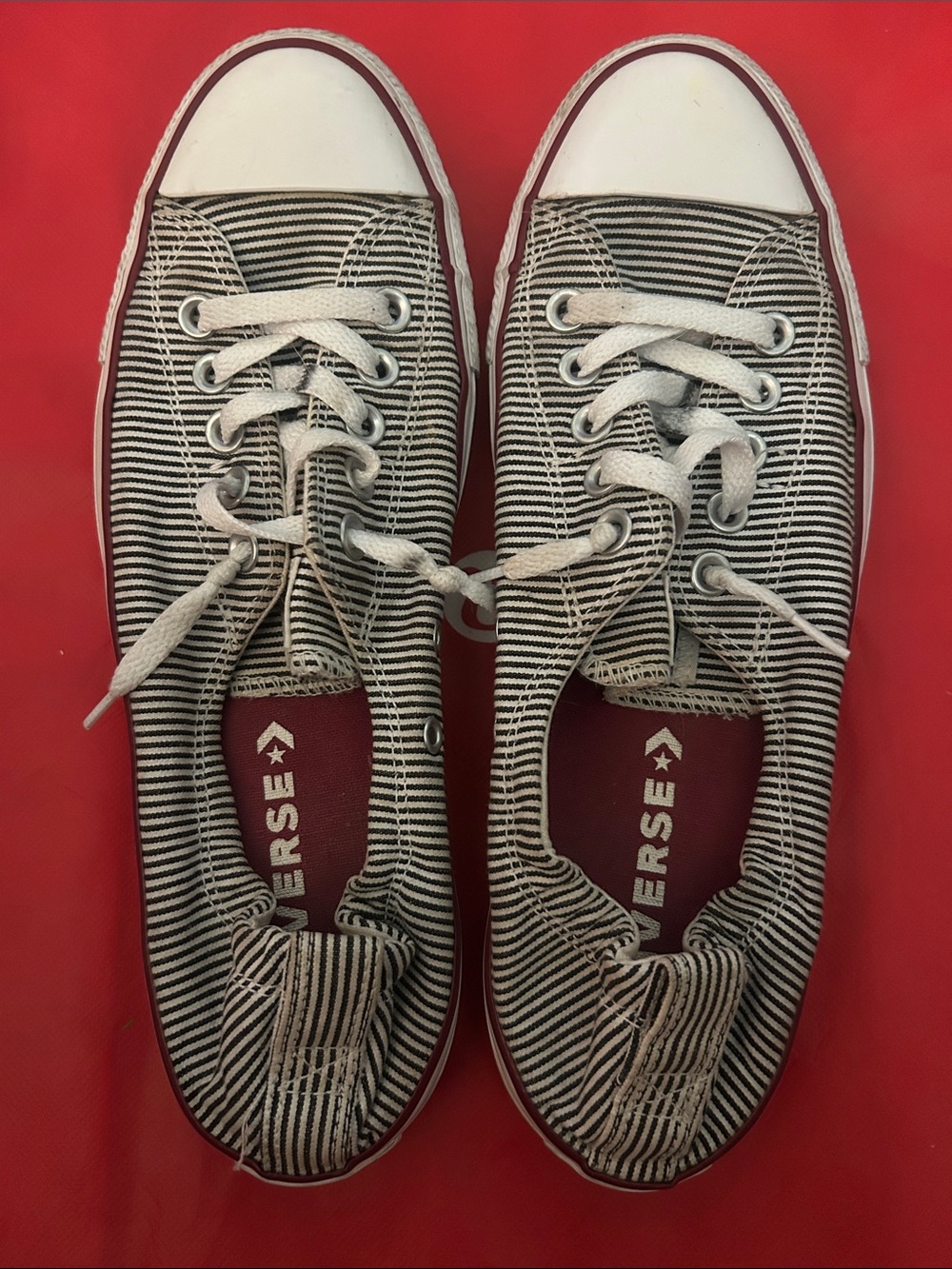 Converse Shoreline Black and White  Striped Canvas Sneakers Women's Size 10